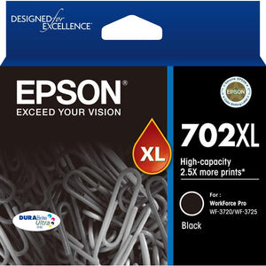 Epson 702XL High Capacity DURABrite Ultra Ink Cartridge (Black)