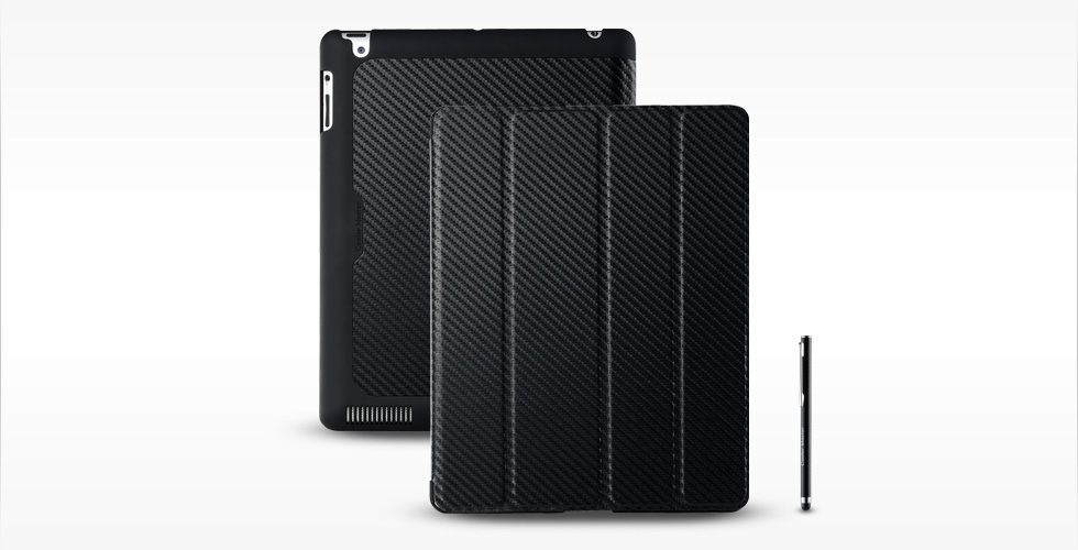 Coolermaster  iPad 3 Wakeup Black Folio Black Carbon with stylus (LS)