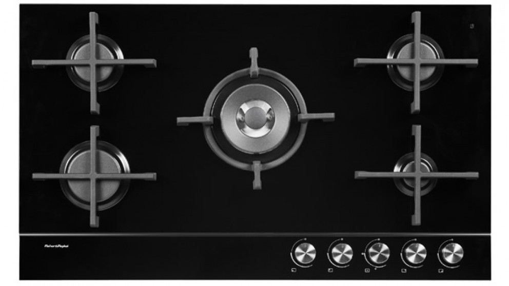 Fisher & Paykel 90cm 5 Burner Natural Gas on Glass Cooktop - Black