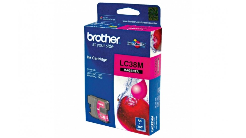 Brother LC-38M Magenta Ink Cartridge- to suit DCP-145C/165C/195C/375CW, MFC-250C/255CW/257CW/290C/295CN- uo to 260 pages