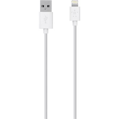 BELKIN LIGHTNING CHARGE/SYNC CABLE, 1.2M, WHITE, 1YR WTY