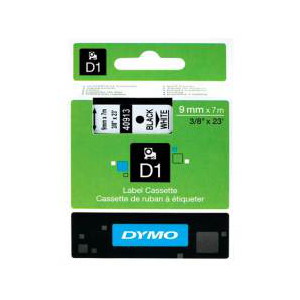 DYMO D1 (SD40913/S0720680) Label Cassette, 9mm x 7m - Black on White